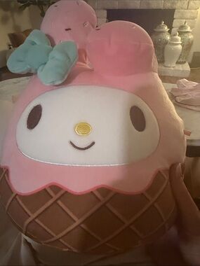 Squishmallows/Sanrio Pink Mint Bow Ice Cream Cone Plush
